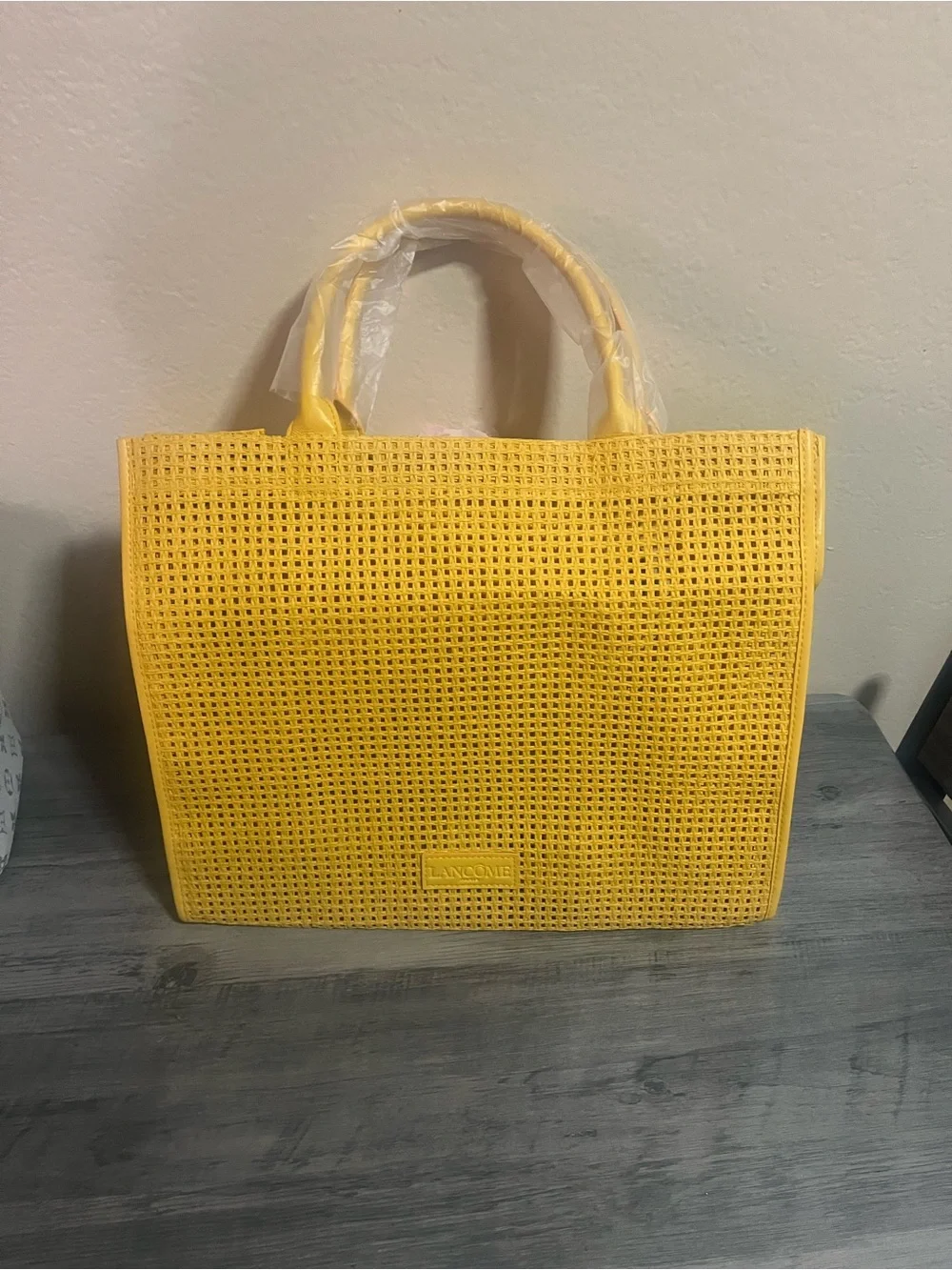 Lancôme 2025 Summer Limited Edition Yellow Woven Tote Beach